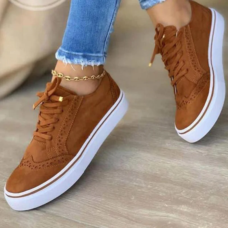 

MCCKLE Women Shoes Lace Up Ladies Flats Flock Female 2021 Spring Vulicanized Shoes Fashion Woman Sneakers Shallow New Fashion