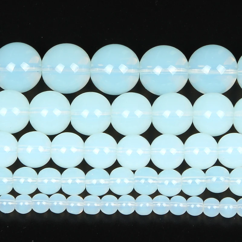 Опаловые стеклянные бусины из натурального камня круглые россыпью для