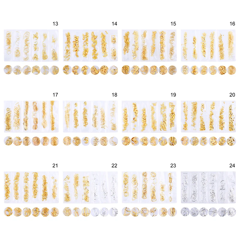 MAD DOLL 1 Bag DIY Nails Studs Hollow Rose Gold Silver Metal 3D Nail Decoration Mixed Size Rivet Manicuring Art Accessories | Красота и