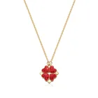 Модное женское ожерелье из нержавеющей стали для девушек креативная красная черная двухсторонняя цепочка с четырьмя сердцами и травой на удачу до ключиц ожерелья