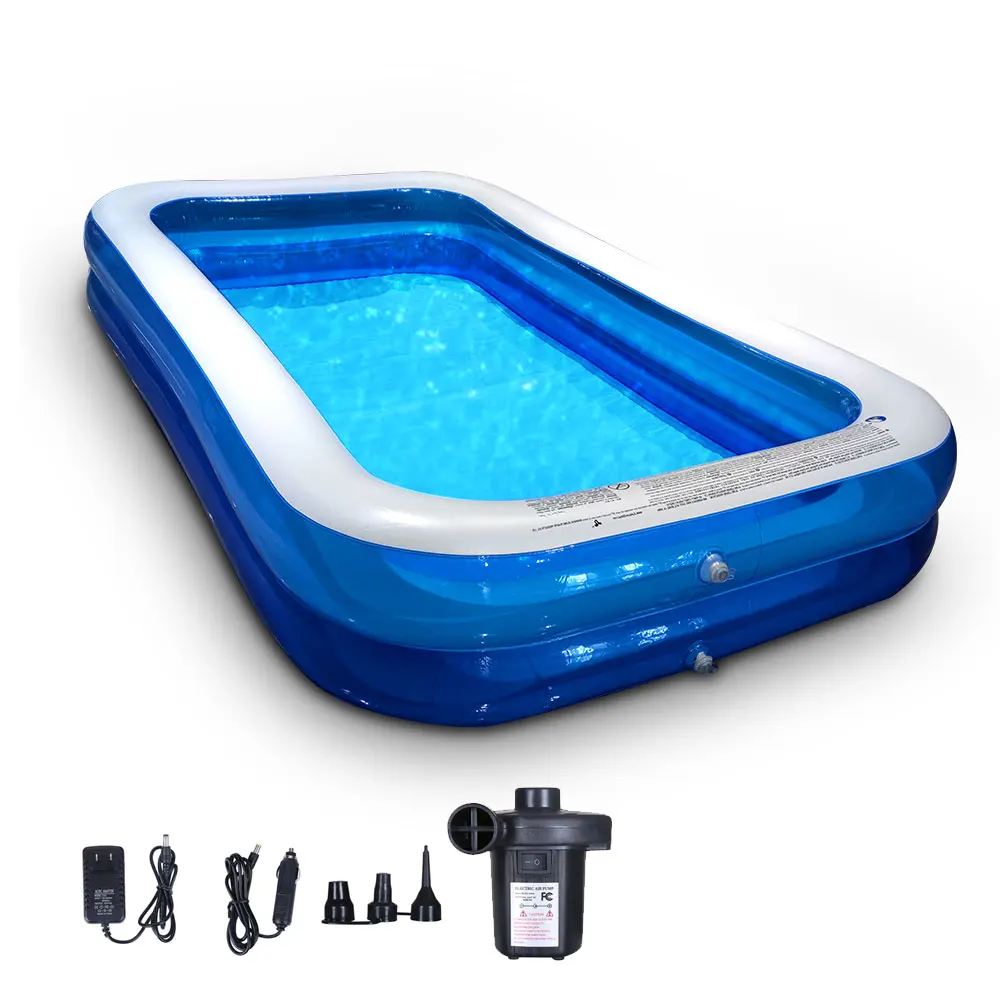 Full-Sized Inflatable Swimming Pool Family Above Ground PVC Swimming Pools with Air Pump Outdoor Backyard Lounge Pool[US-Depot]
