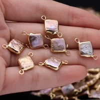 natural freshwater pearl connector pendant geometry double hole charm for jewelry making diy necklace bracelet 12x16 13x22mm