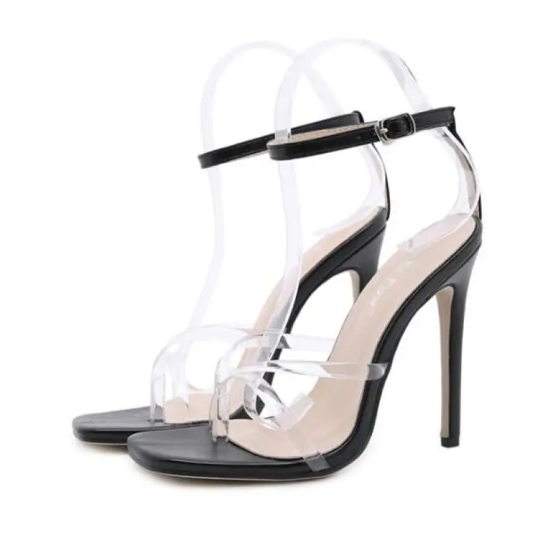 

European New Transparent PVC Women Sandals Clip Toe Thin High Heel Women's Sandals
