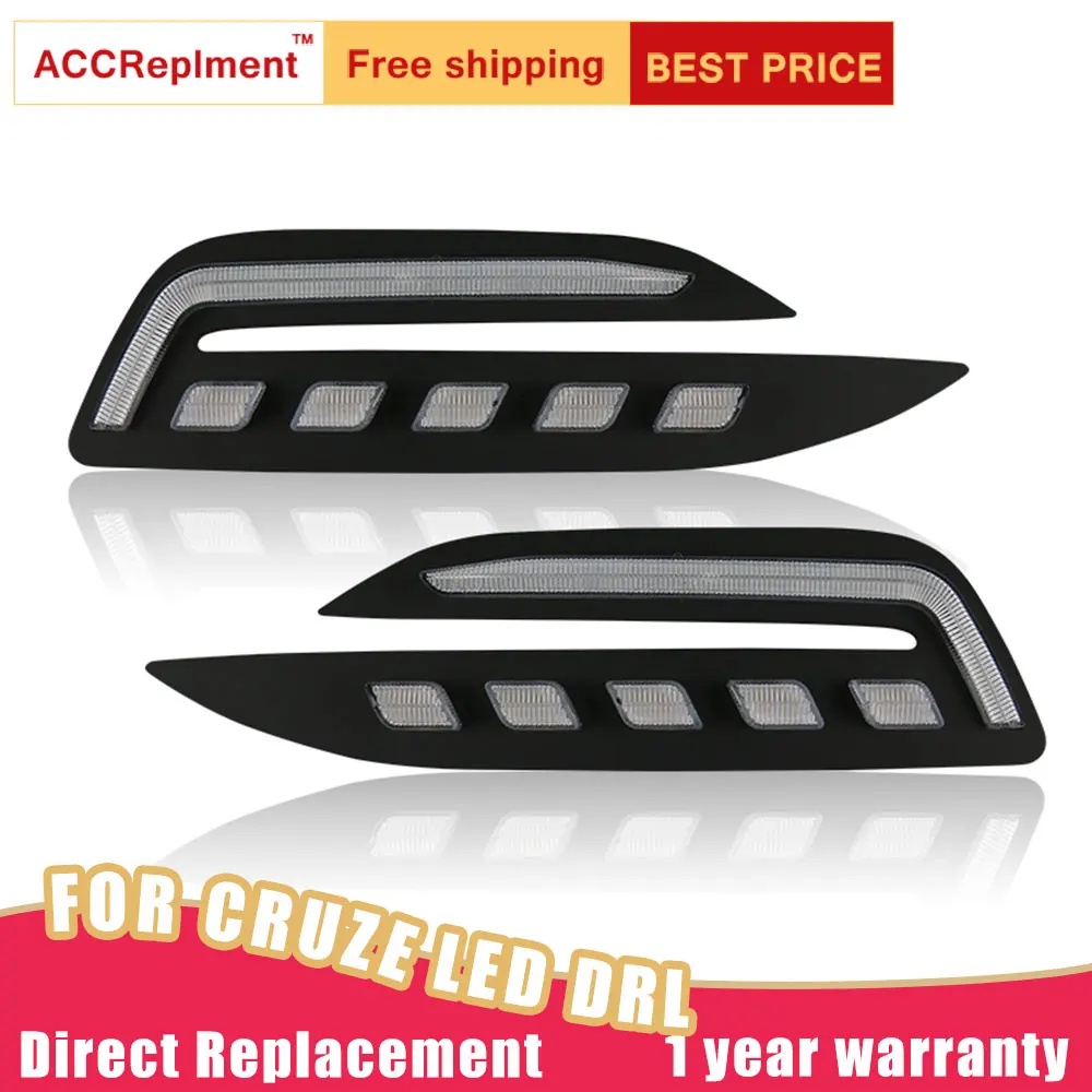 

LED Daytime Running Lights For Chevrolet Cruze 2019 High brightness LED DRL guide LED Fog light With Turn Signal Light