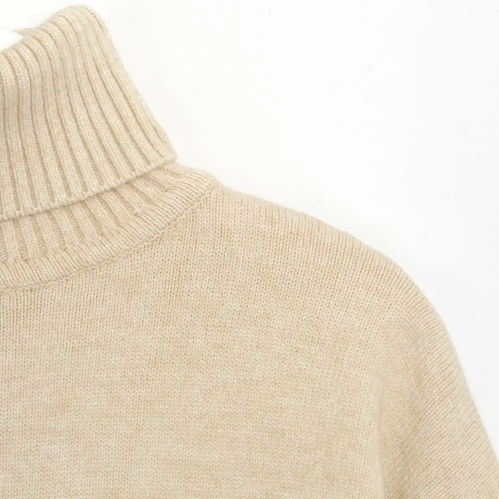 

Women's Sweater Suits and Sets Turtleneck Full Sleeve Knitted +Pockets Long Trousers 2PCS Sets Winter Costume