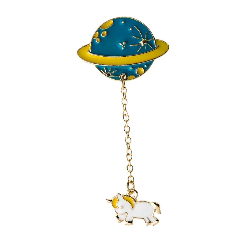 2019 мода мультфильм милый сплав земли планеты астронавт эмалированная Брошь для