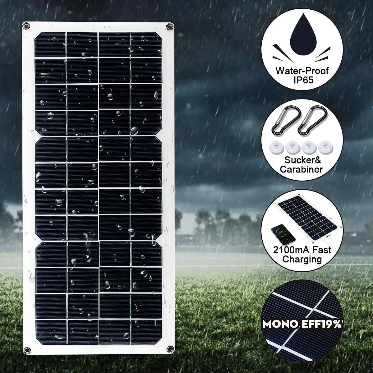 30W Solar Panel 12V Monocrystalline USB Power Portable Outdoor Cell Car Ship Camping Hiking Travel Phone Charger | Электроника