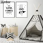 Черно-белый герой кролик Холст Искусство фотопечать Супер Герои настенная живопись в скандинавском стиле детские настенные картины Домашний декор