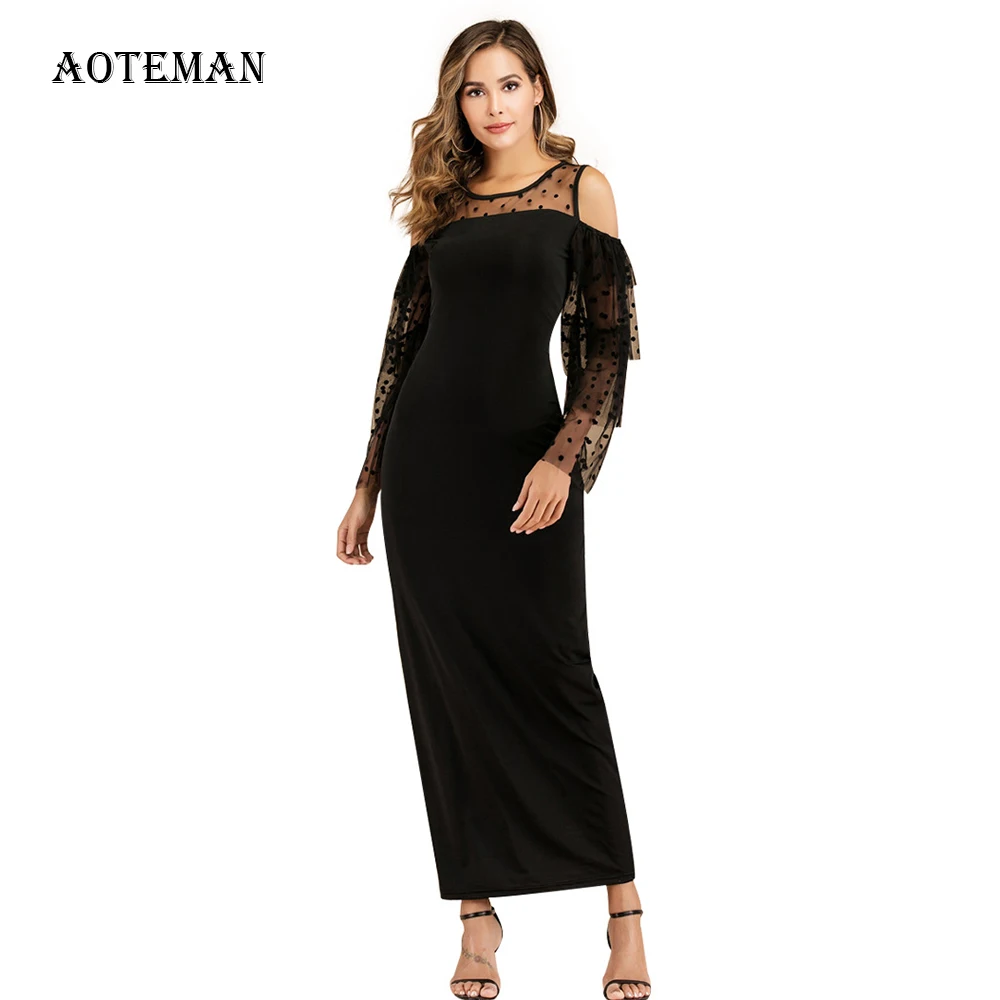 Женское платье весна осень 2020 роскошное элегантное Сетчатое вечернее с рукавами