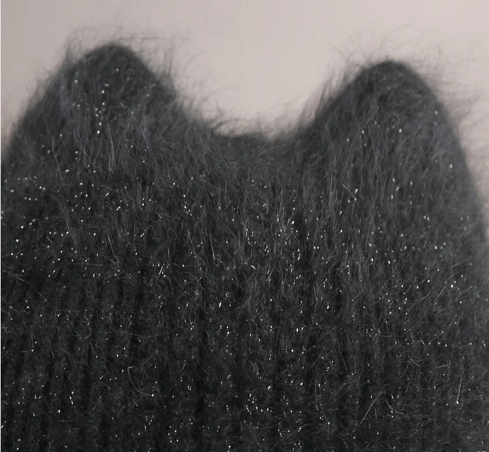 

women's winter hats angola rabbit fur cuffed beanie hat fashion female warm solid color young style ski bonnets