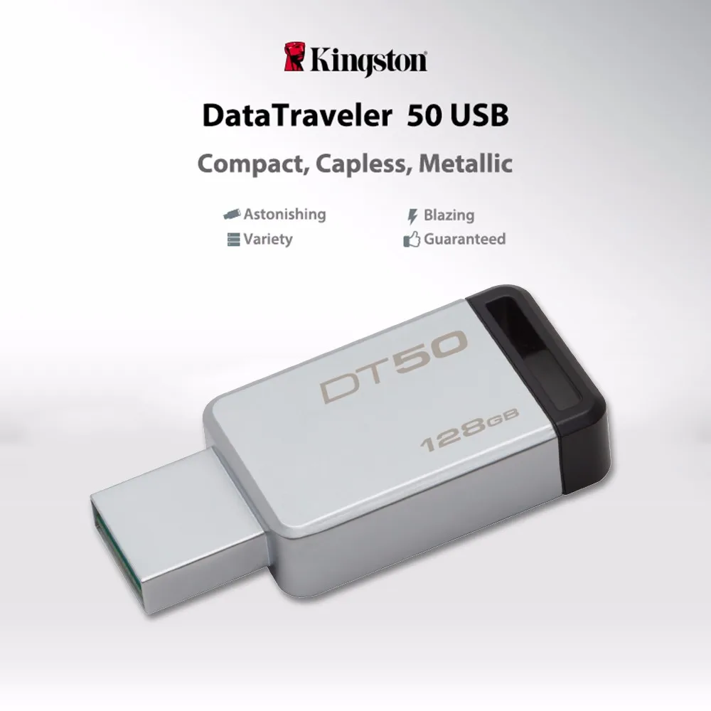 Kingston DT50 USB 3,0 USB флеш-накопитель 16 ГБ флеш-накопитель 128 ГБ 32 ГБ флеш-накопитель 64 Гб металлическая ручка-накопитель DT104 USB2.0 карта памяти U