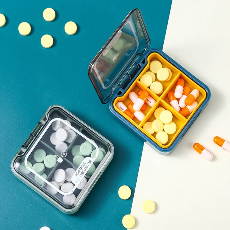 Квадратная портативная мини-коробка для лекарств и таблеток держатель