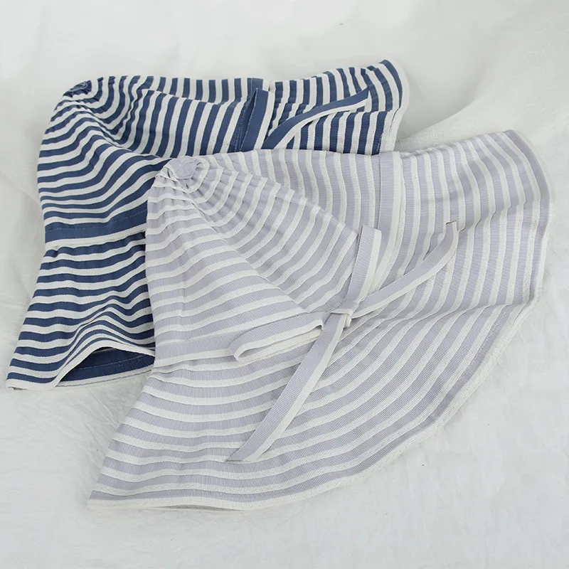H7469 черно-белая полосатая Ткань банта Женская Солнцезащитная шляпа летний отдых
