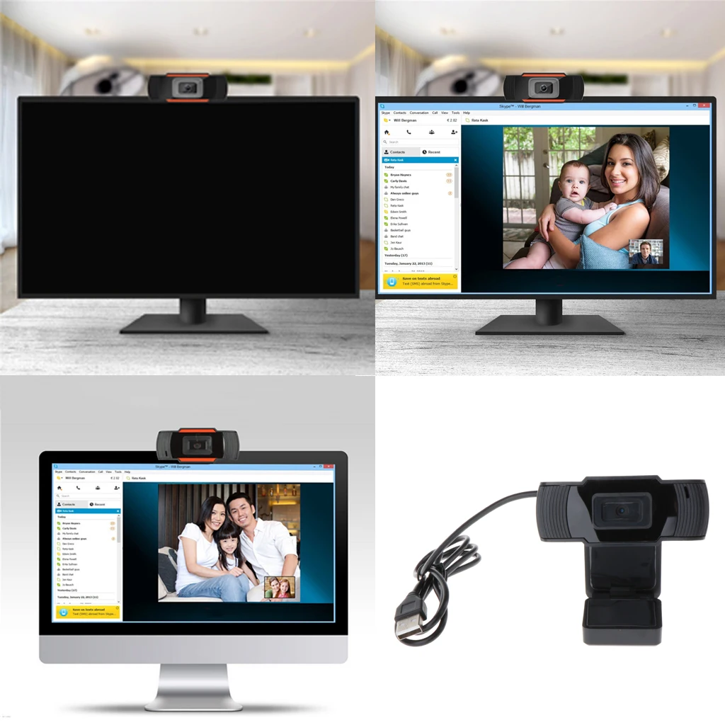 

Full HD 480P Webcam with Microphone, Auto Focus Web Camera for Studying Online, Recording, Video Calling, Conference