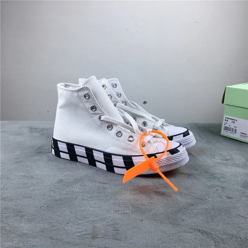 

Newest 1970s Ow Classic Black White Big Size Women and Men Unisex high top canvas Shoes Fashion Love Outdoor casual Sneakers