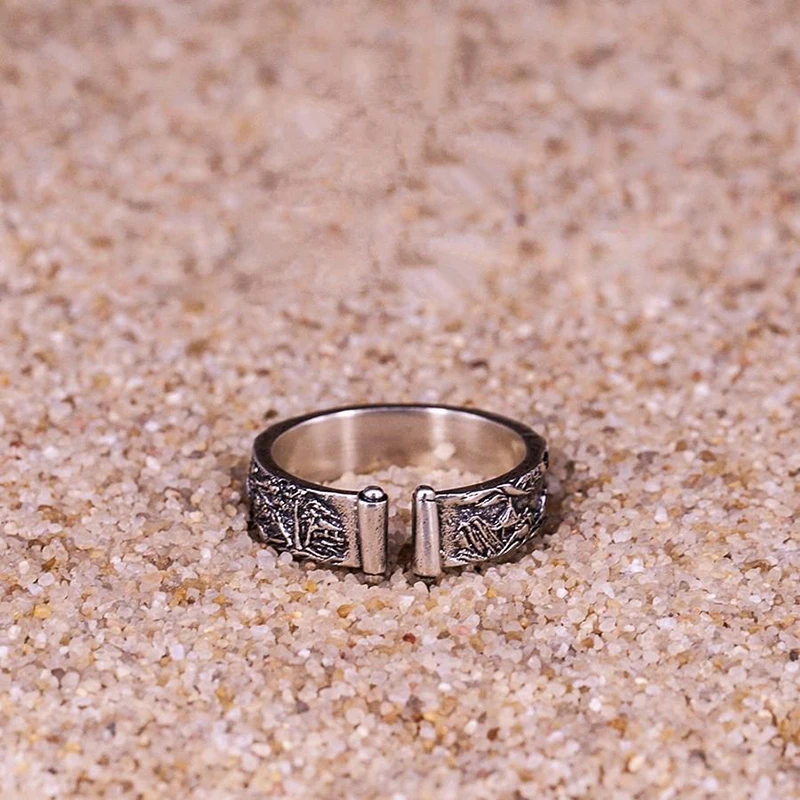 

New Handmade Retro Design Open Ring Long Distance Love 925 Men and Women Couple Ring Personality Creativity