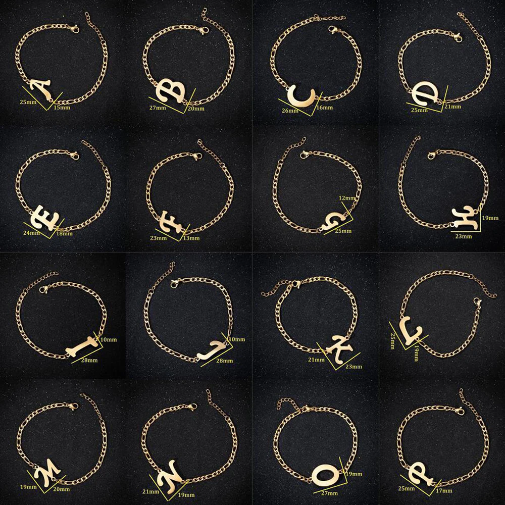 

Fashion Initial Bracelets Bangles A-Z 26 Letters Alphabet Charm Stainless Steel for Women Jewelry Name Pulseiras Gift