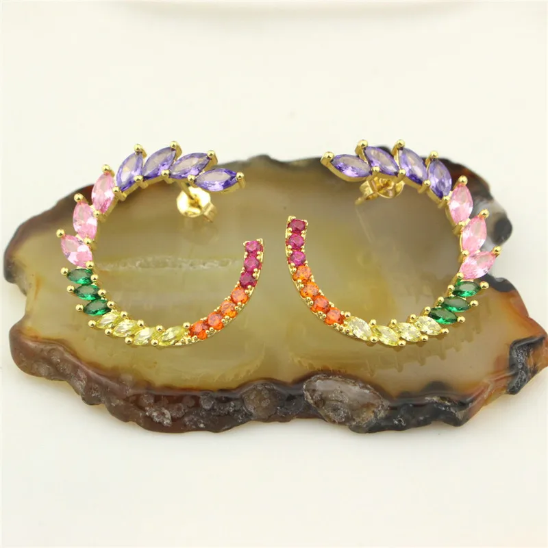 5 пара/лот радужные серьги-гвоздики из кубического циркония нежные с кубическим