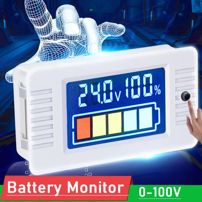 

Battery capacity Tester + Volt Meter Monitor DC 0-100V 12V 24v 36 48V 60V Lead-acid Lifepo4 Li-ion Lithium 4S 7S 8S 10S 16S BMS