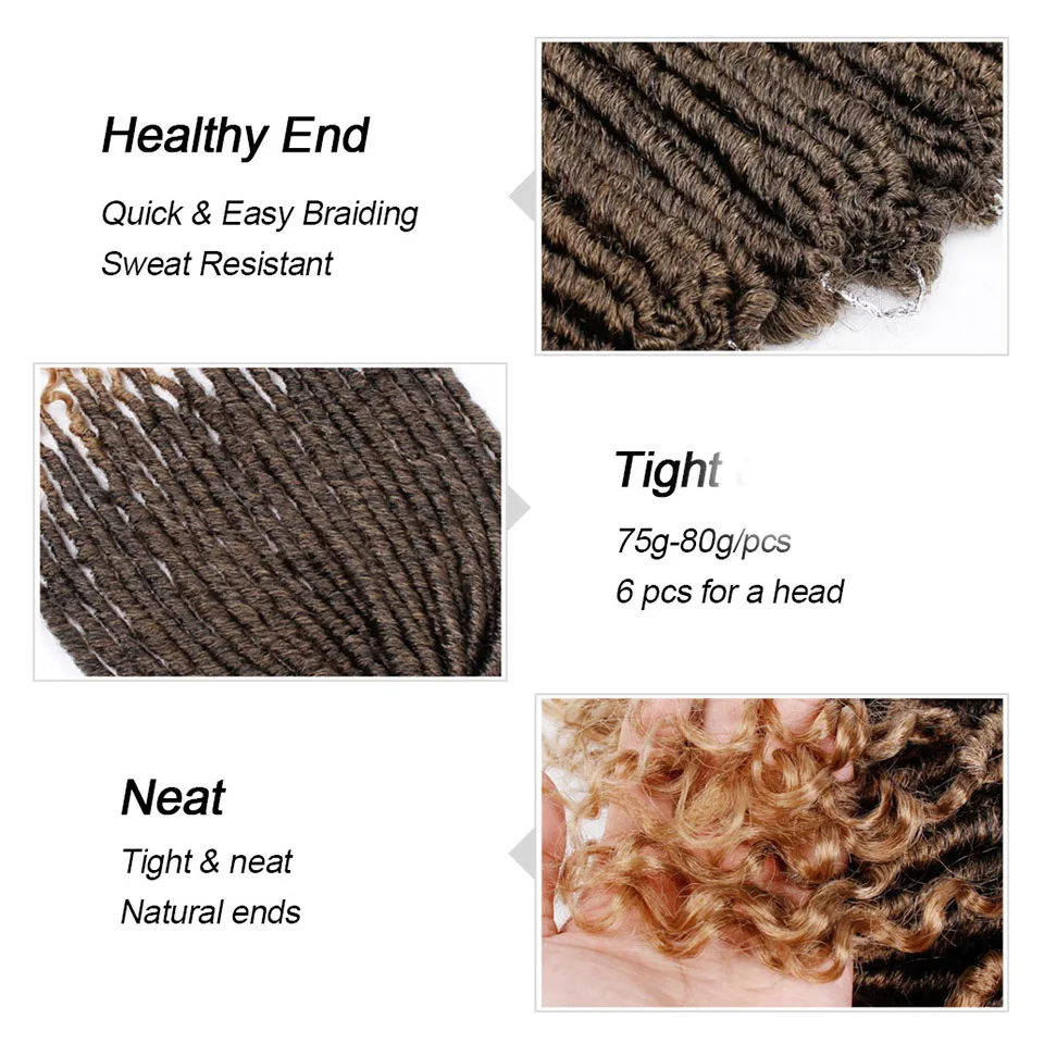 Doris beauty 16& 20 дюймов богиня искусственные локоны в стиле Crochet волосы мягкий конец натуральные синтетические косички коричневый расширение для женщин замки