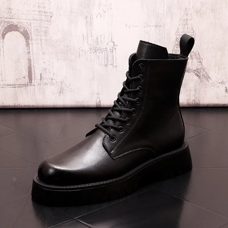 Мужские черные модные ботинки дизайнерские ковбойские ботильоны с круглым