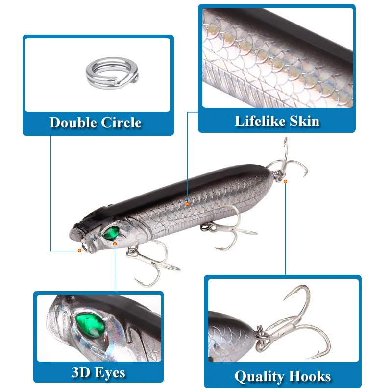 

7pcs/lot 10.5cm/17.9g Popper Fishing Lure Hard Fishing Baits Top Water Lure Saltwater Fishing Lures Bass Pesca 411