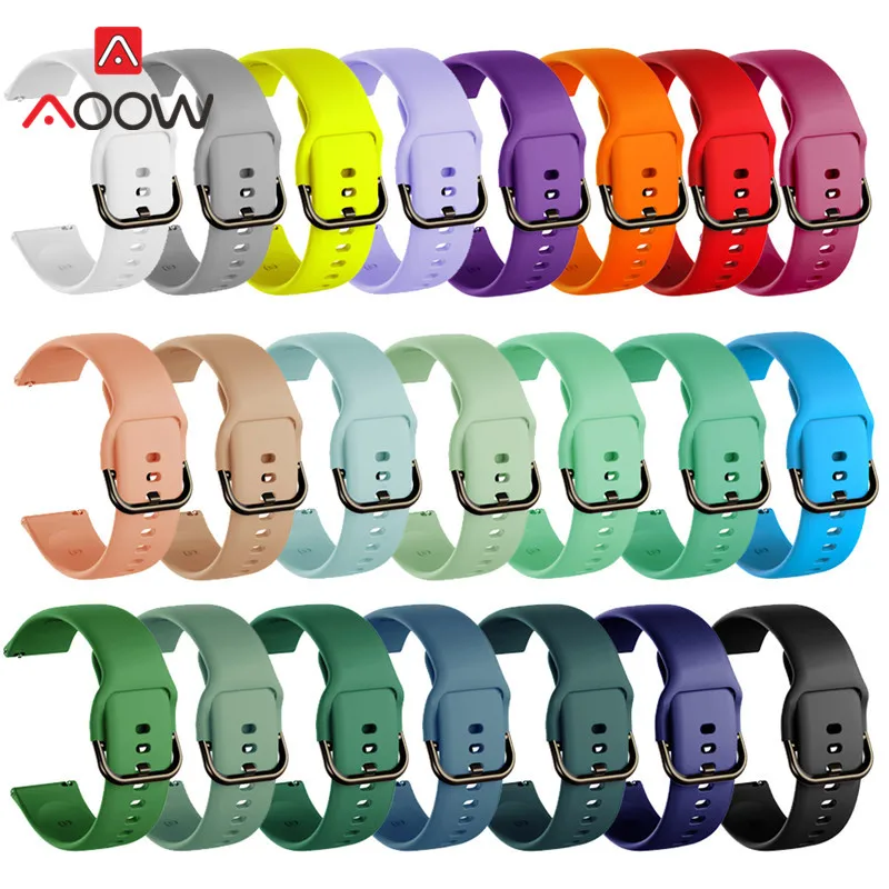 

20mm 22mm Silicone Sport Strap Waterproof Men Women Replacement Watch Band for Samsung Active2 40mm Amazfit GTS Huawei GT 2 46mm