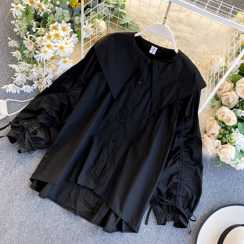 Женская рубашка с рукавом креветка белая на осень и весну женские рубашки