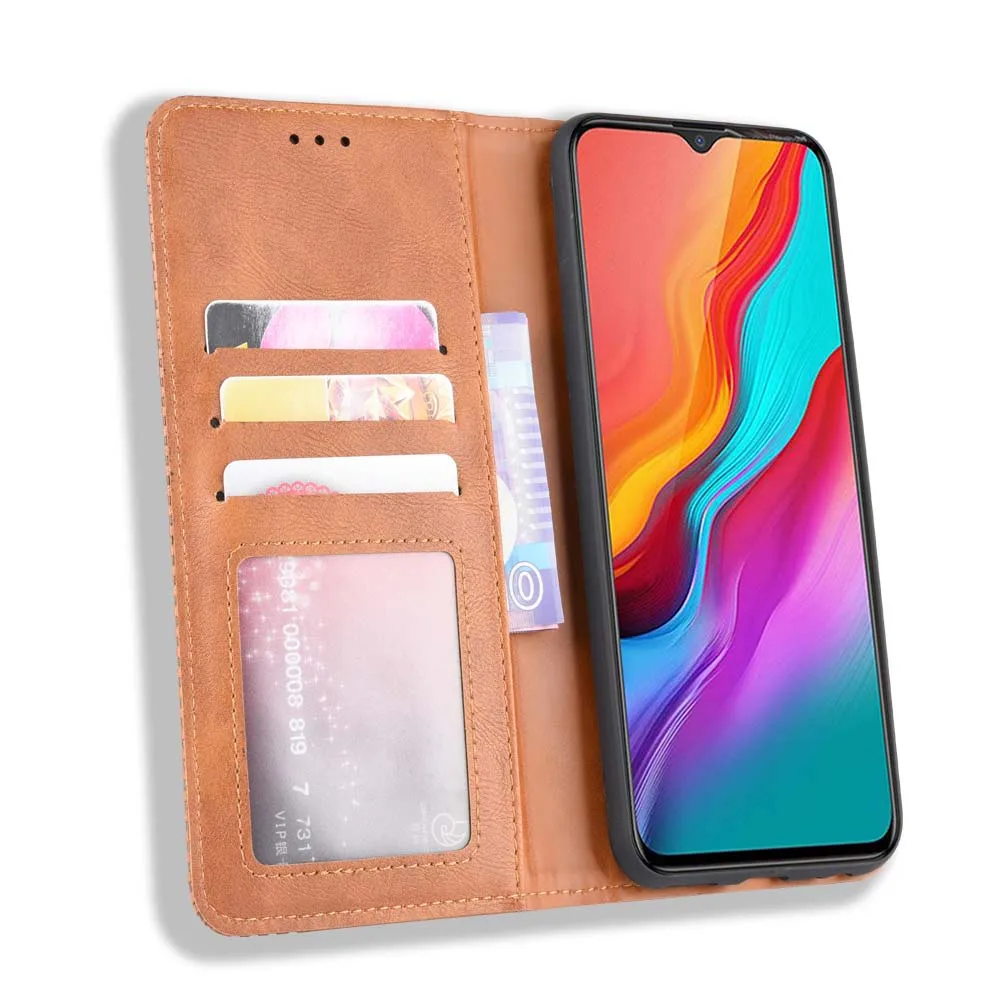 leather phone case for tecno infinix hot 6 x608 hot 7 x624b hot 8 x650 back cover flip card wallet with kickstand coque free global shipping