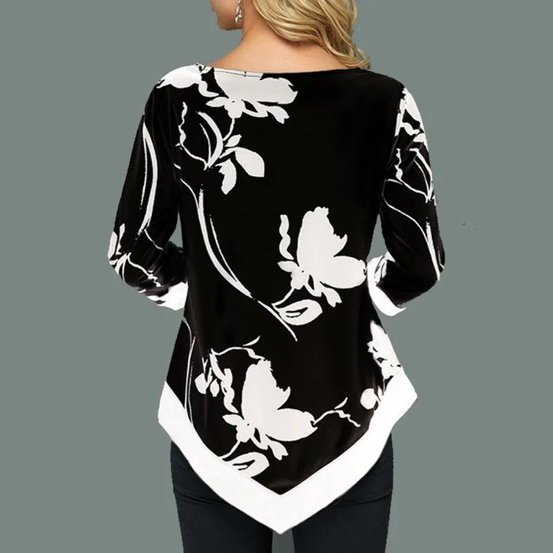 2019 Autumn Plus Size Shirt Floral Tshirt Women Laydies Office Top Long Sleeve Casual T Work shirts | Женская одежда