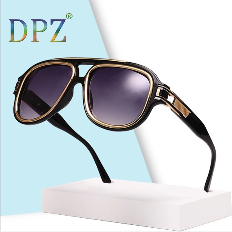 

2021 luxury brand fashion big metal frame sunglasses men/women retro double beam personality aviation sunglasses Oculos De Sol