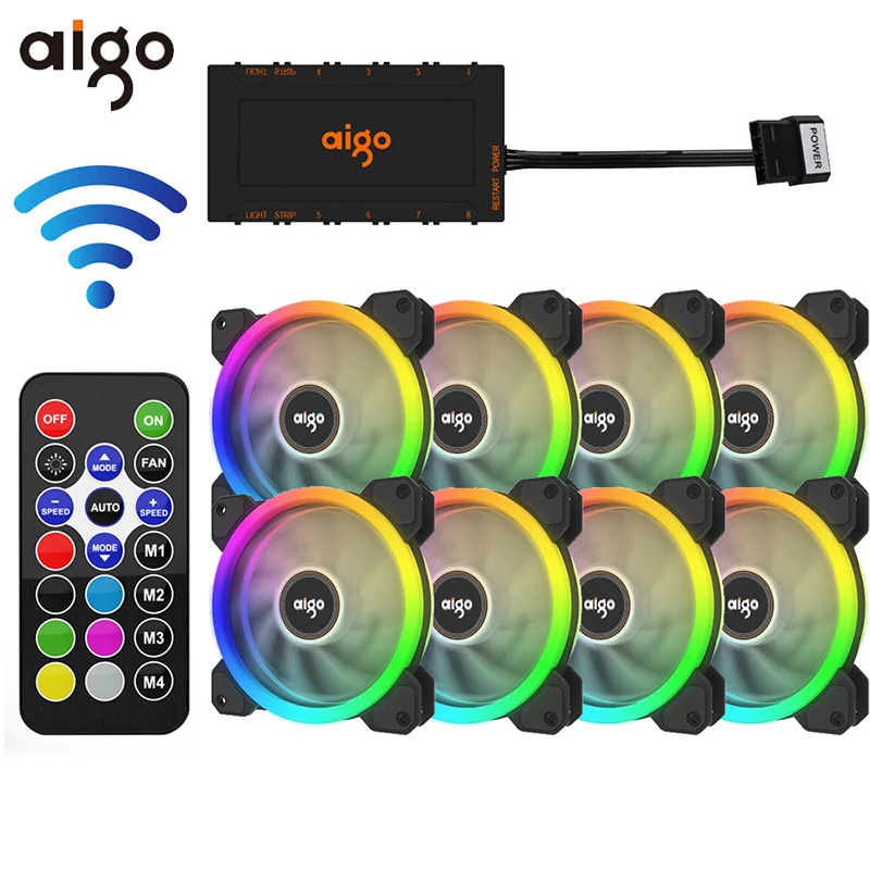 Вентилятор охлаждения Aigo DR12 120 мм с пультом тихий кулер для игрового компьютера