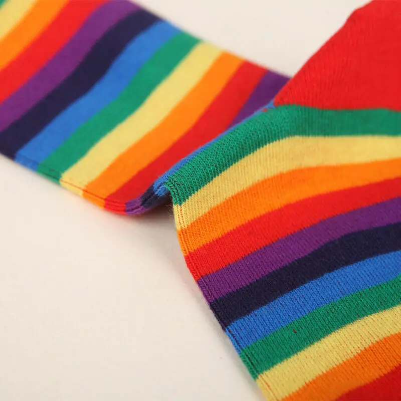 2019 NEW Arrival Fashion Sock Multi-Colour Rainbow Thin Striped Girls Womens Ankle Socks Cotton Lovely Chirstmas Stripe | Женская одежда