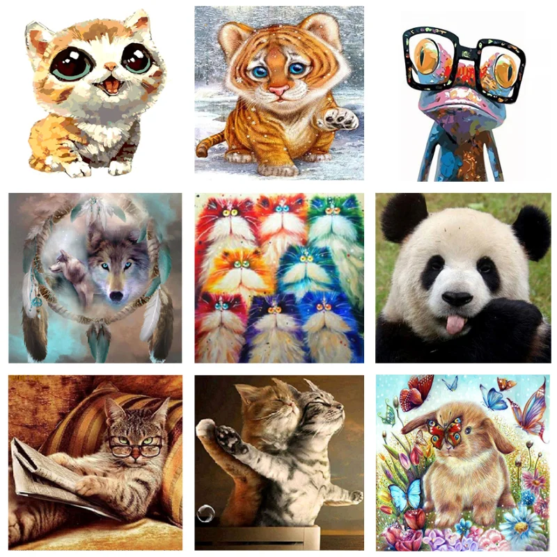 

5D DIY Diamond Painting Animal Picture Cute Mosaic Cross Stitch Full Round Drill Diamond Embroidery Home Decoration Gift