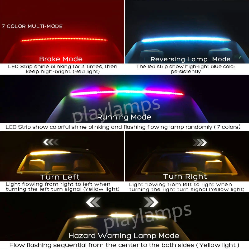 12 В RGB Универсальный светодиодный автомобильный третий стоп-светильник гибкий