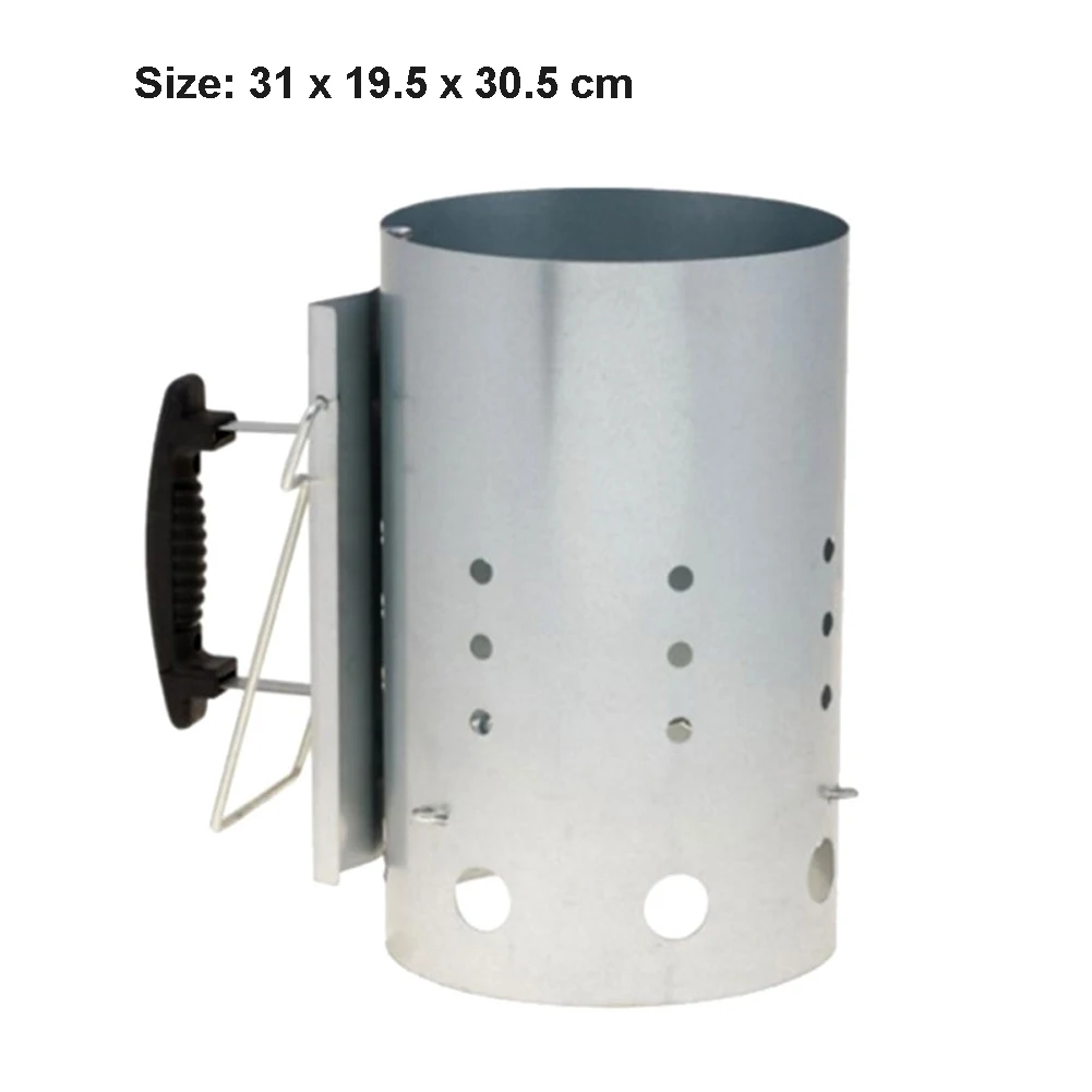 

Picnic Portable Home Thickened Charcoal Starter Metal Heat Resistant Outdoor Burning Chimney BBQ Rapid Fire Grill Lighter Party