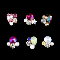 5pcsset nail jewelry rhinestone crystal diy charms 3d nail decoration crystal shaped alloy nail art diamond pearl nail jewelry