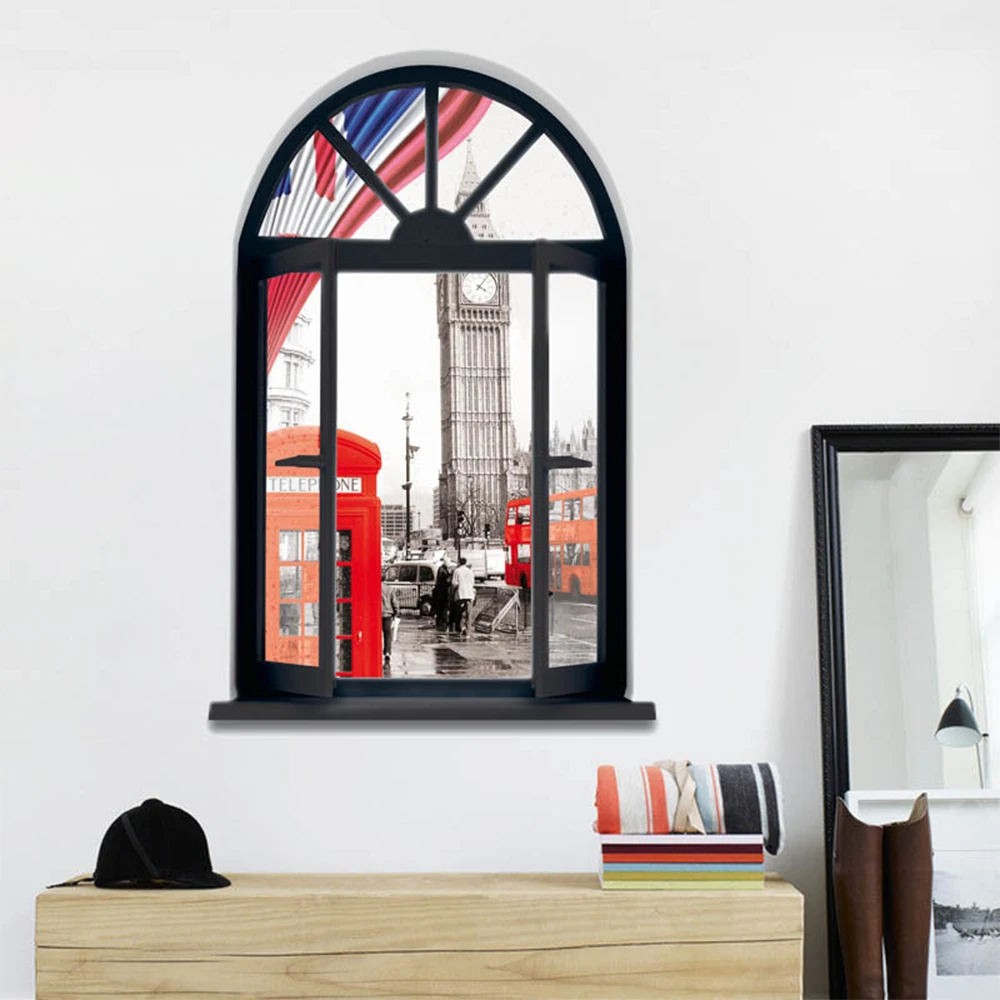 Настенные 3d наклейки в виде башни Съемные Наклейки на стены окна предметы