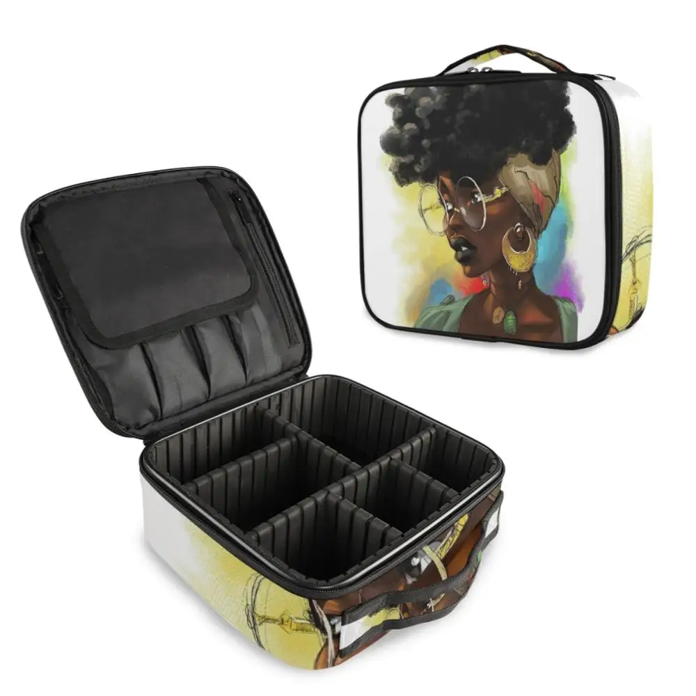 Модная простая косметичка афро девушки черная женская на молнии Женский