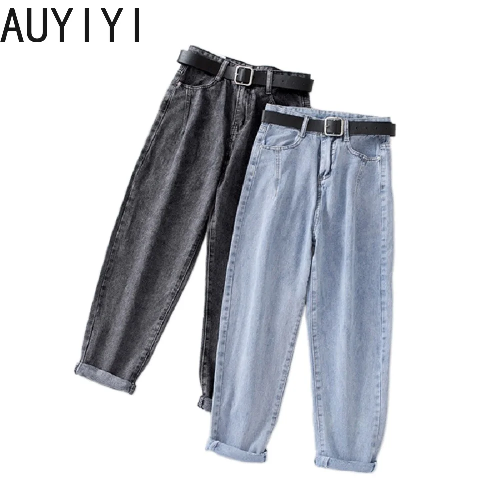 

2021 Fashion High Waist Jeans Women's Casual Long Harlan Korean Retro Women's Large Size Pantalon New AUYIYI