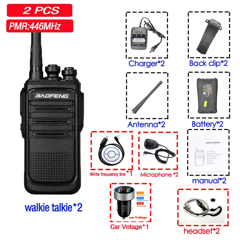 2pcsXMCE 2 шт. baofeng BF-N8 рации Портативная радиостанция UHF портативный Радиоприемник HF трансивер Civil walkie-talkie - Цвет: 2pcsXMCE