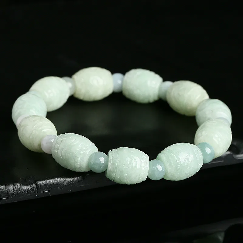 Натуральный Изумрудный нефритовый бисер эластичное украшение очаровательный