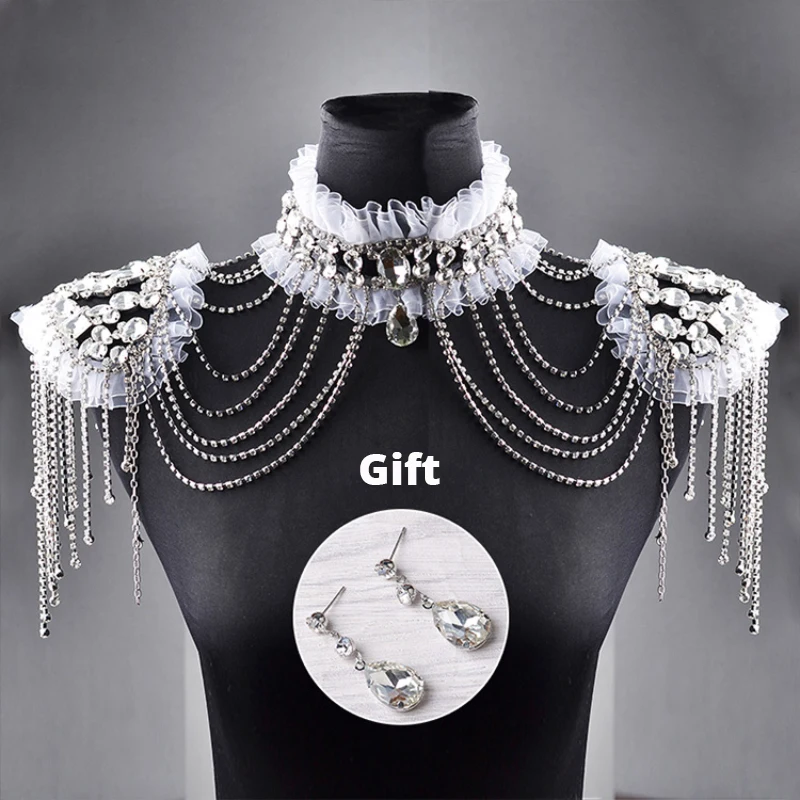 Серебряный Цвет Свадебные цепь кисточкой плечевой ремень невесты бусины