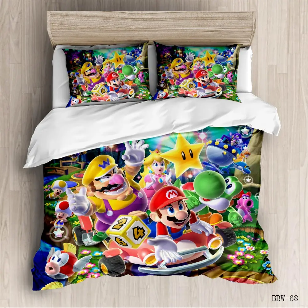 3D Super Mario Bros. Комплект постельного белья для детей с милым рисунком персонажа из