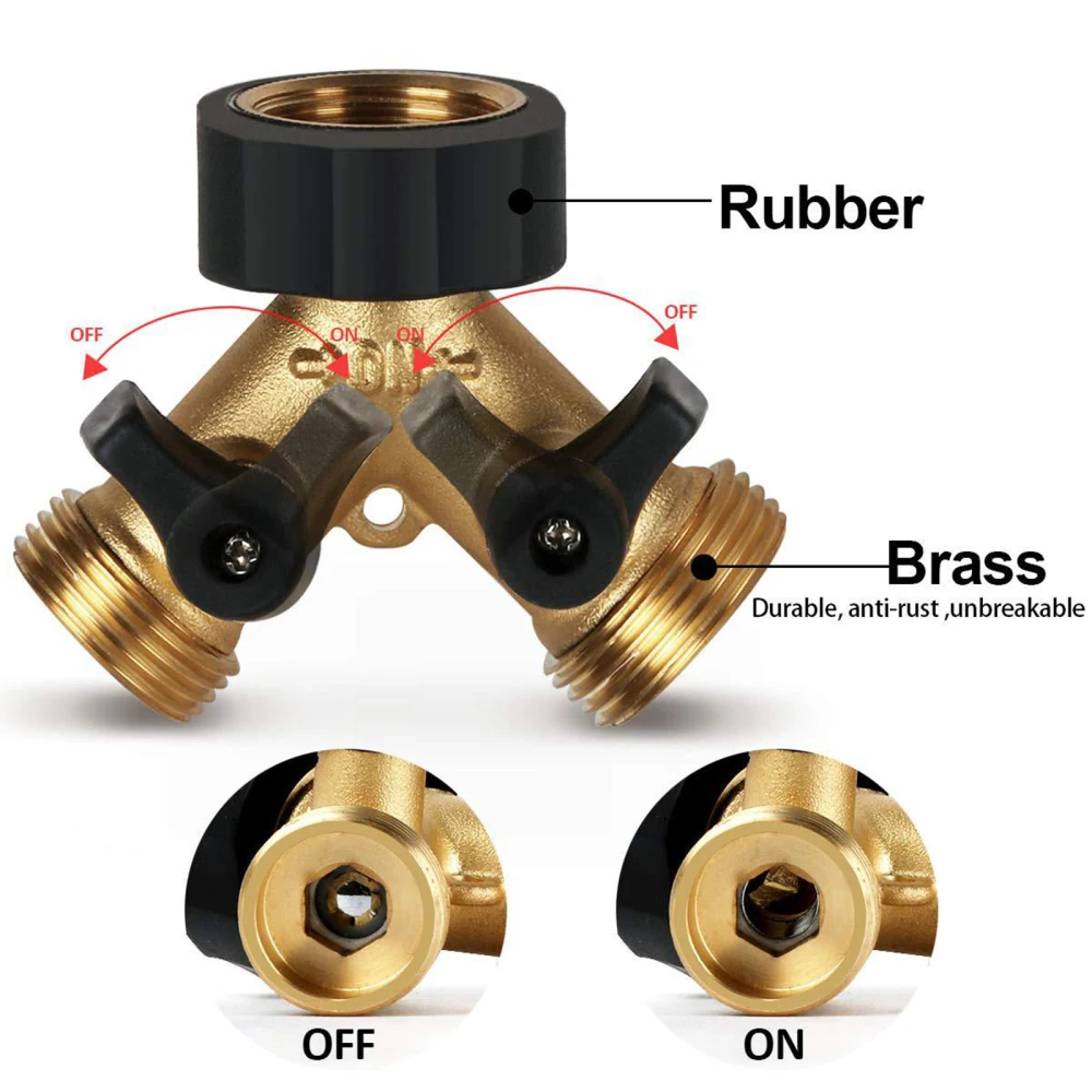 

Tap Splitter Trap Brass Connector Y-Splitter Water Pipe Manifold 2 Way Heavy Duty With 2 Valves Garden Twinkle Star Adapter