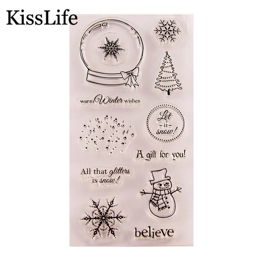 1 лист снеговик цветок Рождественская елка верные буквы прозрачные штампы для