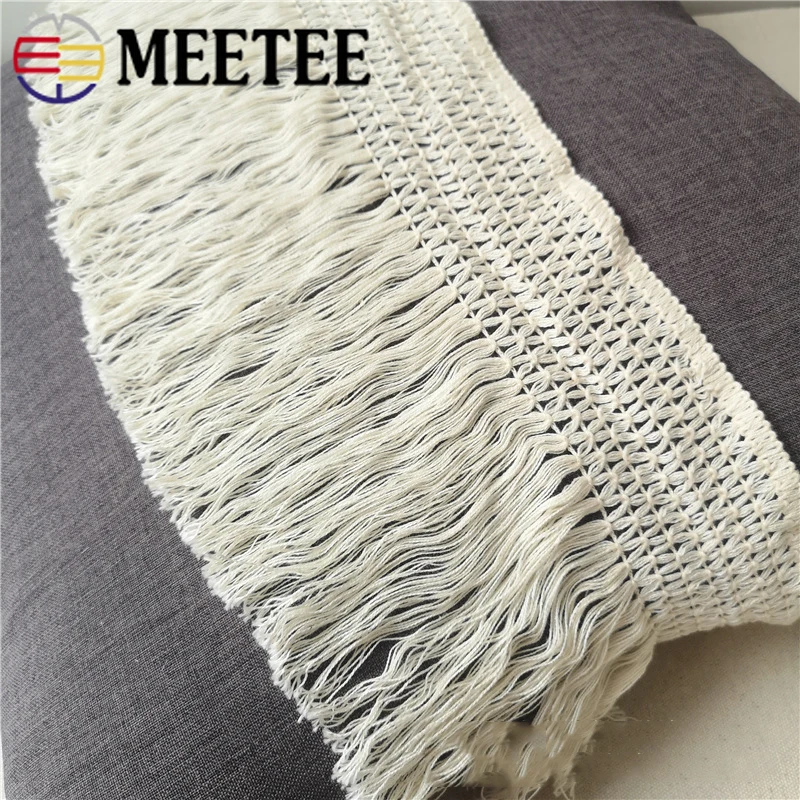 

5Meters Meetee 5/6/17cm Beige Cotton Tassel Fringe Lace Time DIY hanmade Sewing Hometextile Curtain Laces Decoration Material