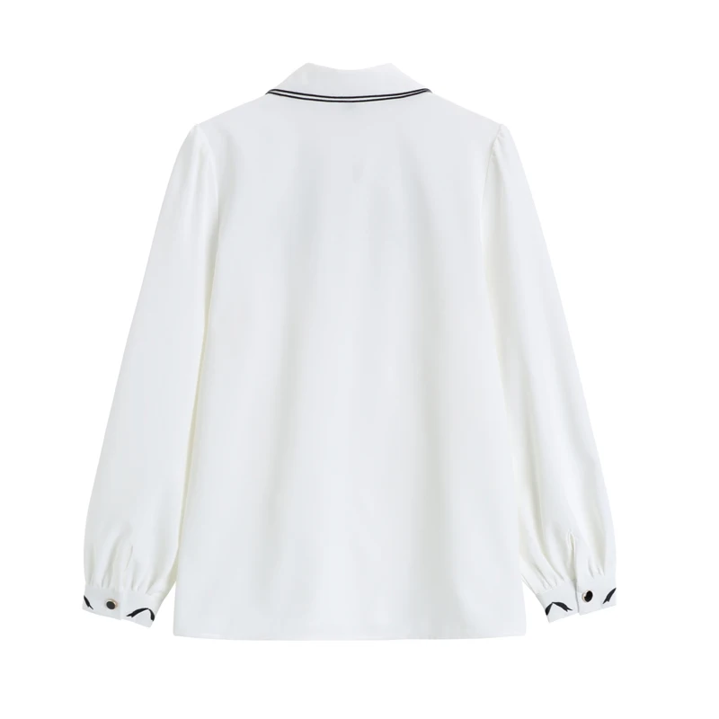 

2021 Spring Women Shirts Loose Oversized chiffon Blouses Female embroidery Tops New Lapel Long Sleeve Fit Fashion Tide