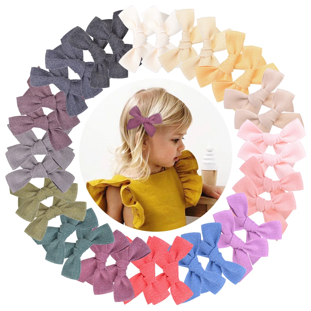 

2022 Lovely Baby Solid Bowknot Hair Clips For Cute Girls Cotton Hairpin Boutique Barrettes Safety Headwear Kids Hair Accessories