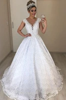 amazing full lace plus size wedding dresses court train cap sleeves bridal dress backless garden robe de mariage